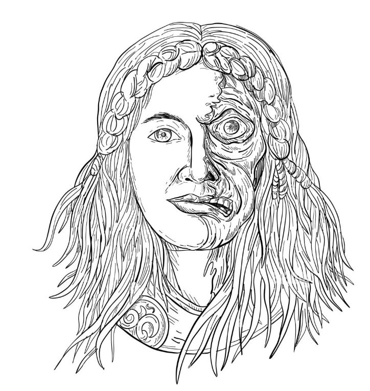 Drawing of hel goddess looks good as image of justice goddess who do not want be blindfolded anymore
