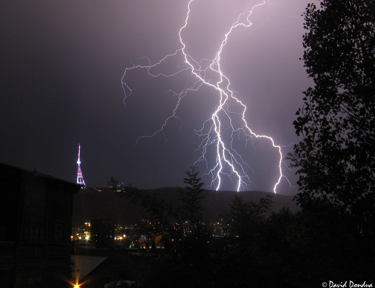 A lighting strike over Tbilisi