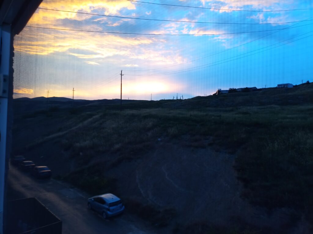 So many colors at sky together during same sunset, with camera turned a bit more towards the sun